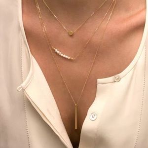 ‼️3/$30 Sexy Pearl Bar Multilayer Gold Necklace